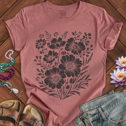 Floral Tee Heather Mauve