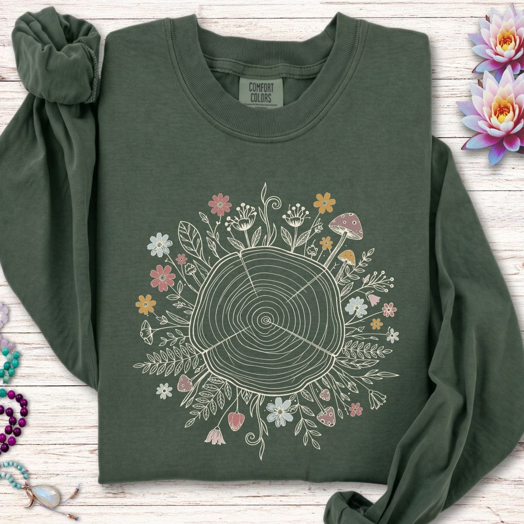 Floral Tree Ring Long Sleeve Tee Hemp