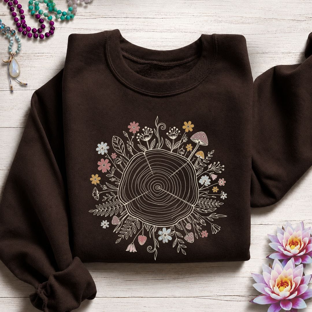 Floral Tree Ring Sweatshirt Dark Chocolate