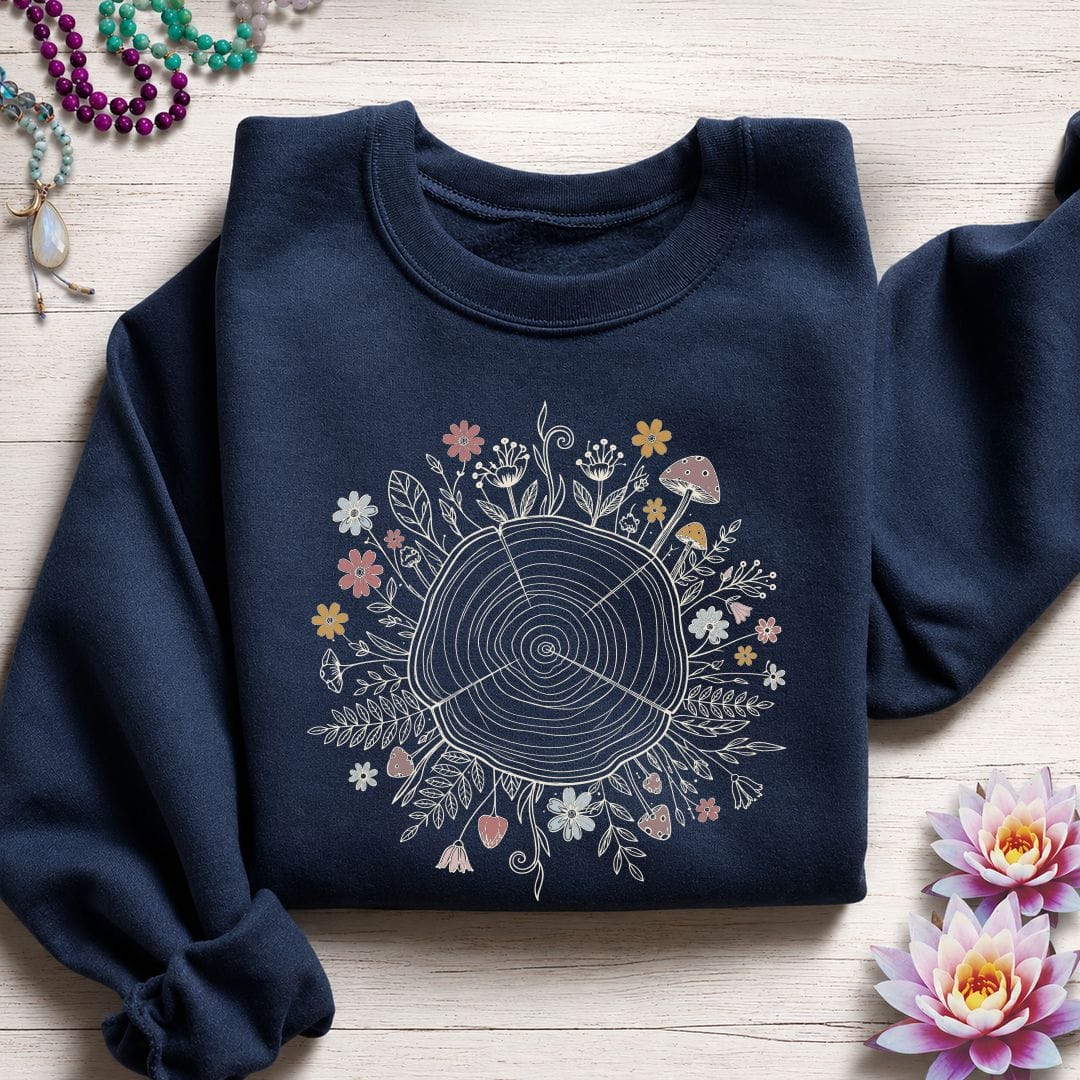 Floral Tree Ring Sweatshirt Navy