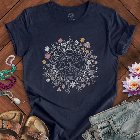 Floral Tree Ring Tee Heather Midnight Navy