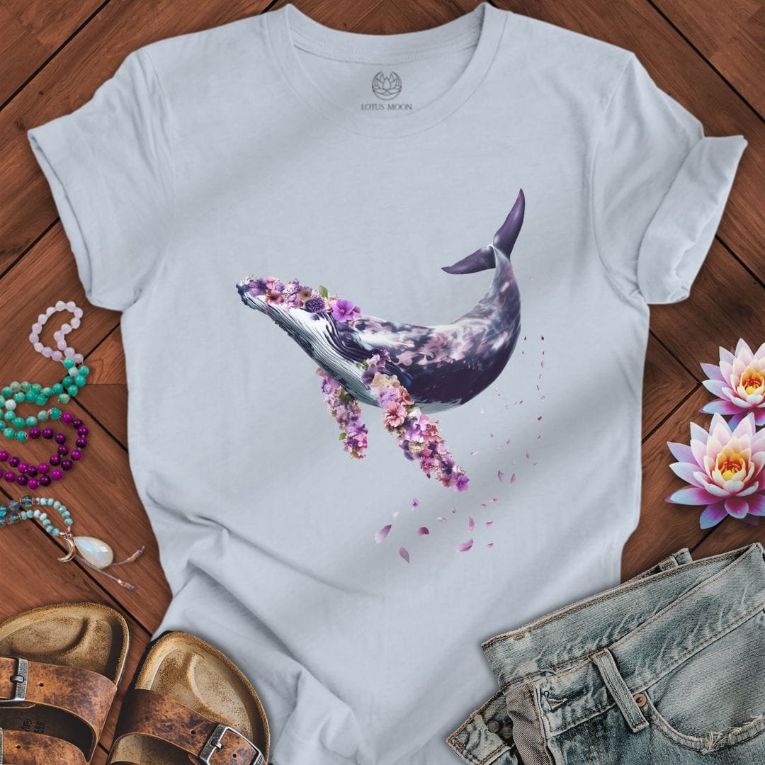 Floral Whale Tee Light Blue