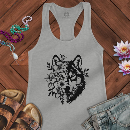Floral Wolf Tank Heather Grey