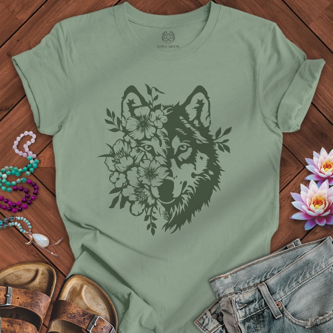 Floral Wolf Tee Sage