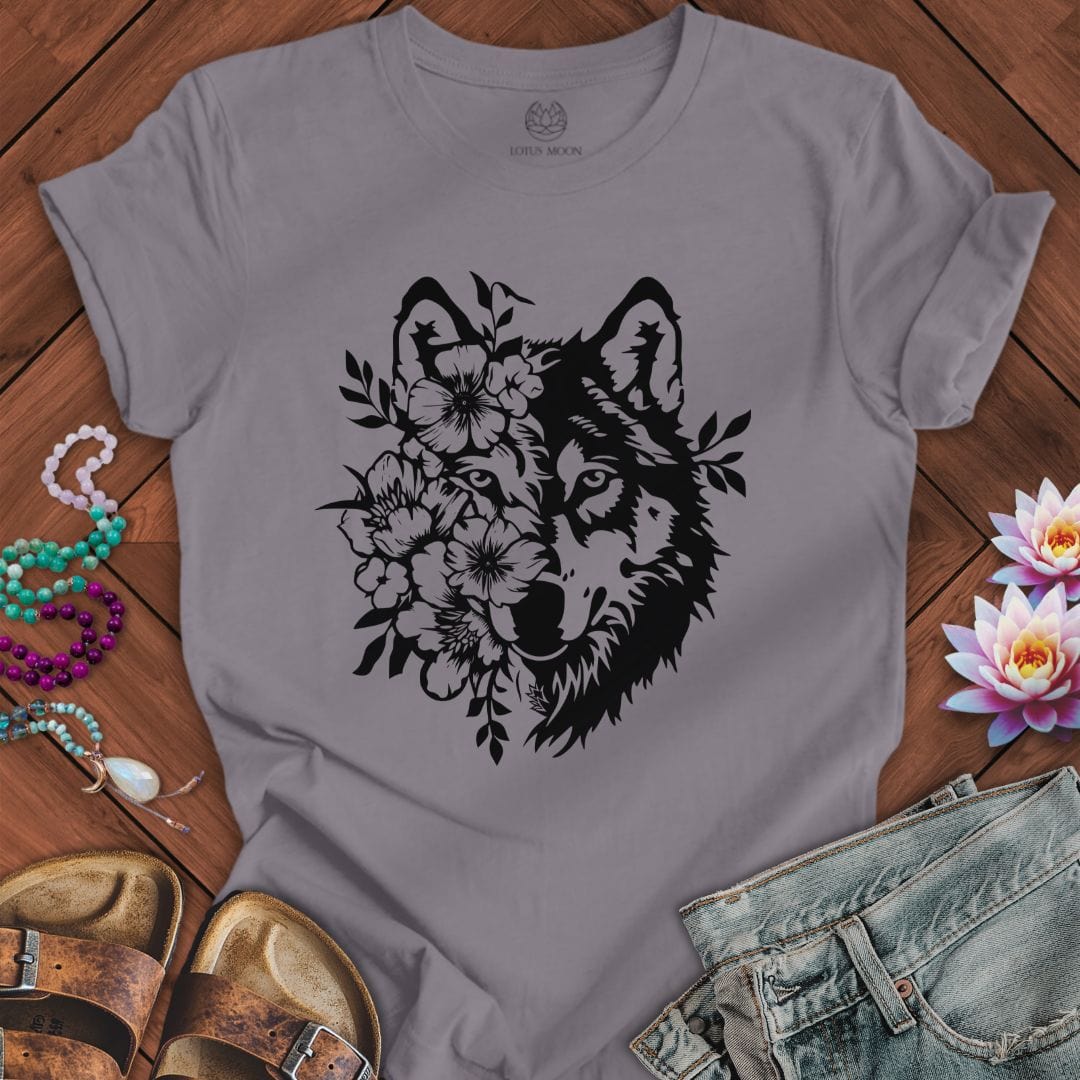 Floral Wolf Tee Storm