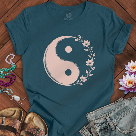 Floral Yin Yang Tee Deep Teal