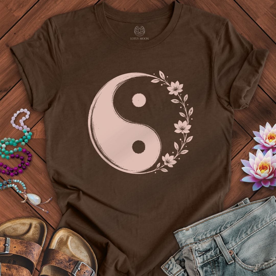 Floral Yin Yang Tee Heather Brown