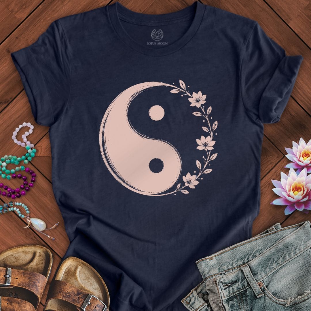 Floral Yin Yang Tee Heather Midnight Navy