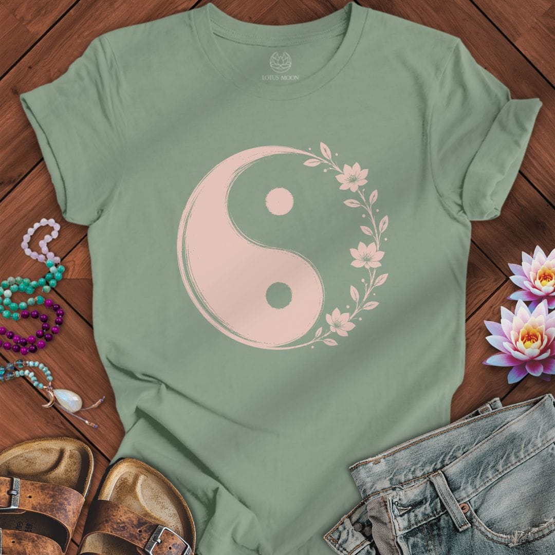 Floral Yin Yang Tee Sage