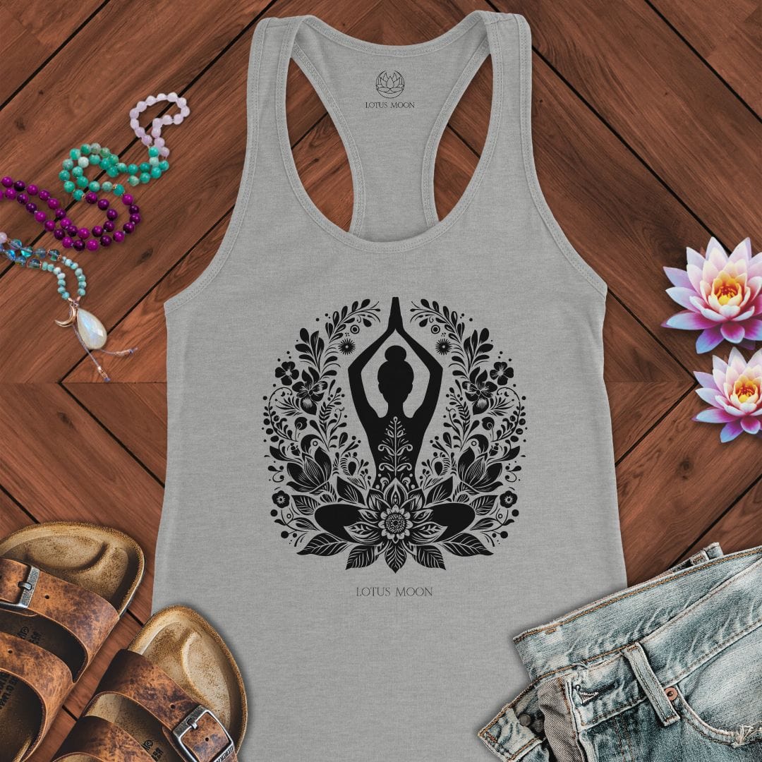Floral Yoga Tank Heather Grey