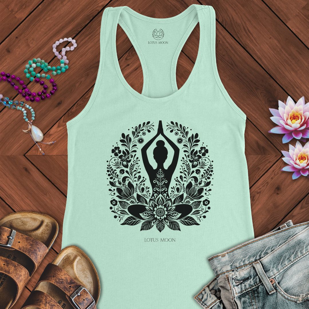 Floral Yoga Tank Solid Mint
