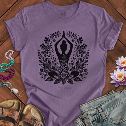 Floral Yoga Tee Heather Purple