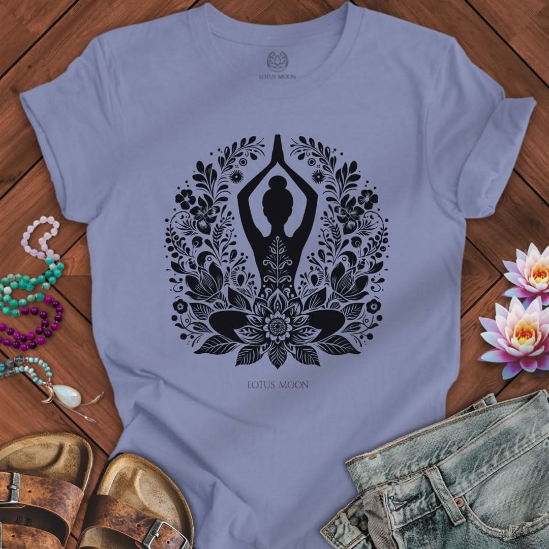 Floral Yoga Tee Lavender Blue