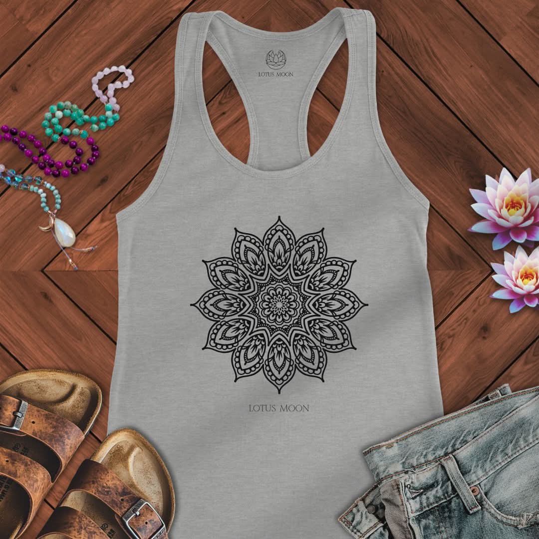 Flower Mandala Tank Heather Grey