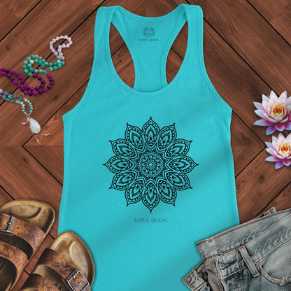Flower Mandala Tank Solid Tahiti Blue