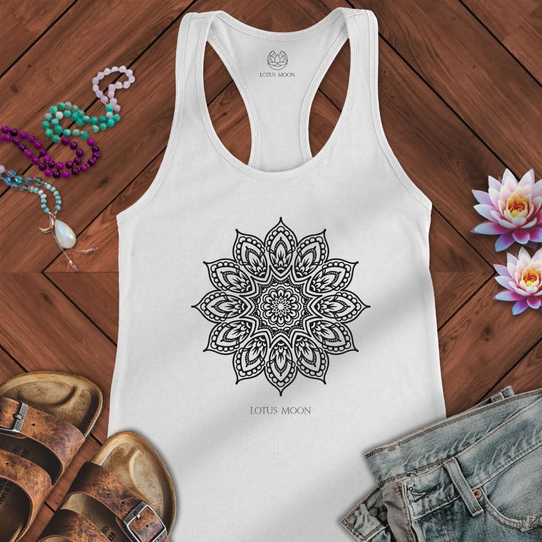 Flower Mandala Tank Solid White