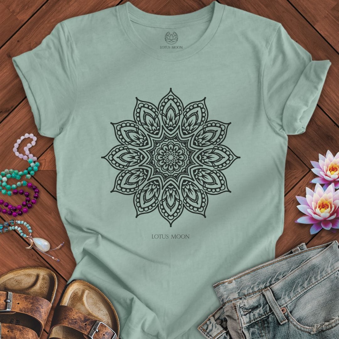 Flower Mandala Tee Dusty Blue