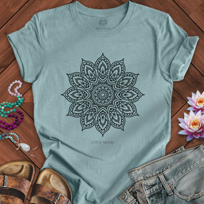 Flower Mandala Tee Heather Blue Lagoon