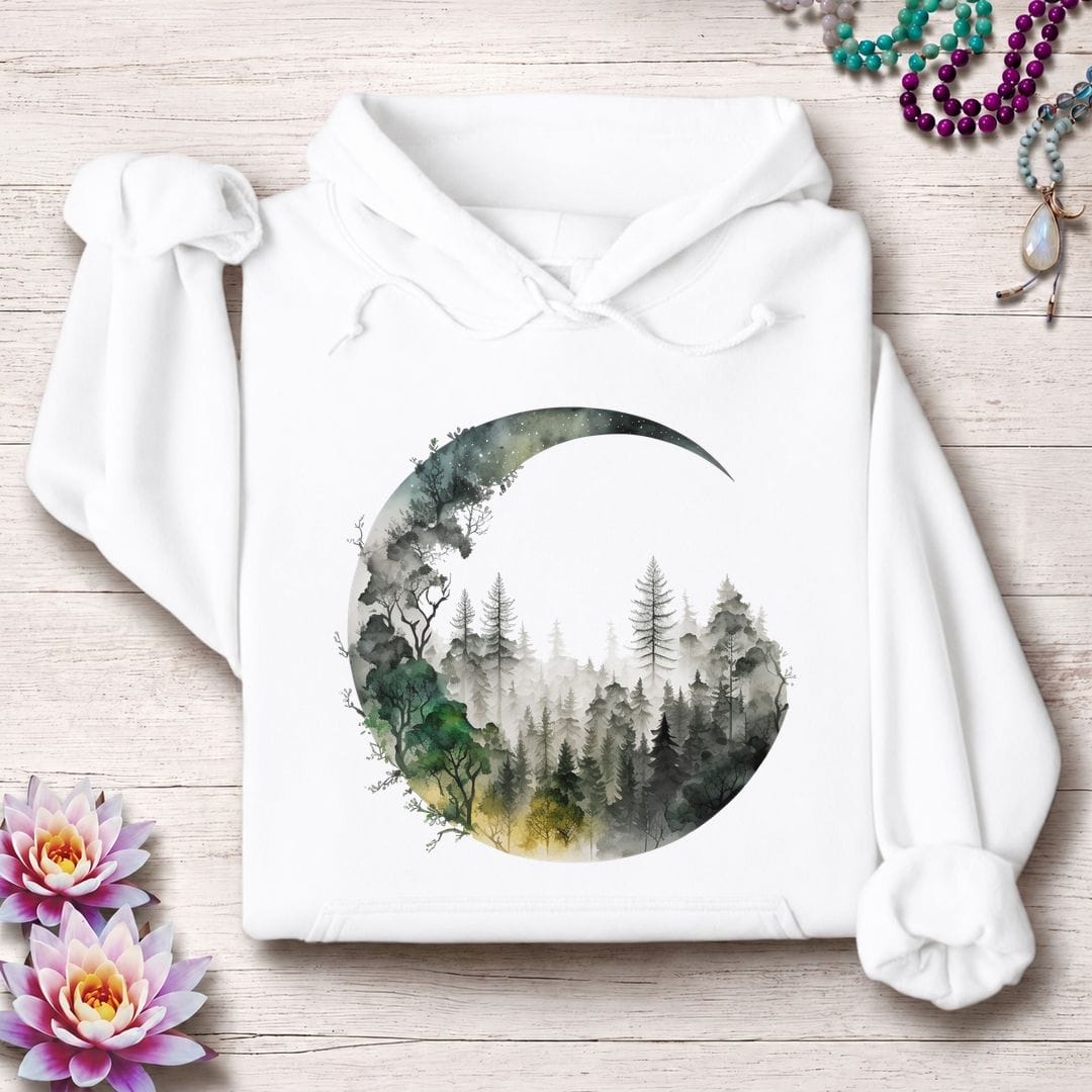 Printify Hoodie Forest Moon Hoodie White / S