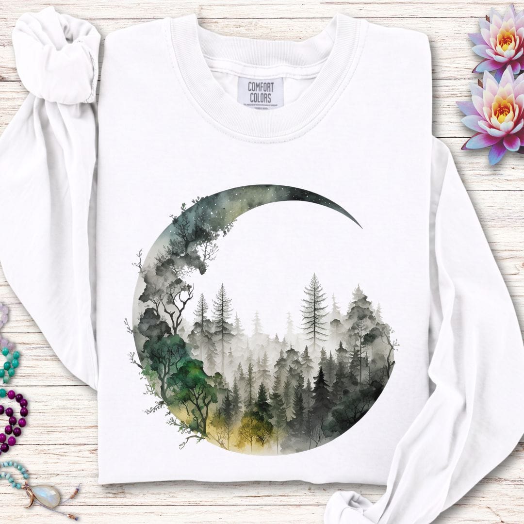 Printify Long-sleeve Forest Moon Long Sleeve Tee White / S