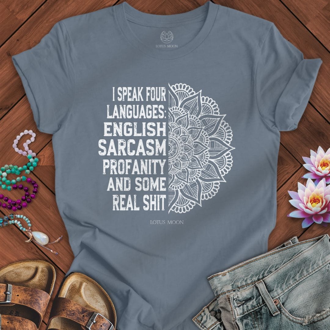 Four Languages Tee Steel Blue