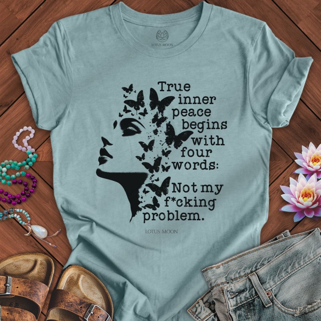 Four Words Tee Heather Blue Lagoon