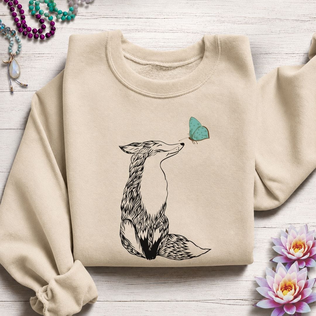 Fox and Butterfly Sweatshirt Sand