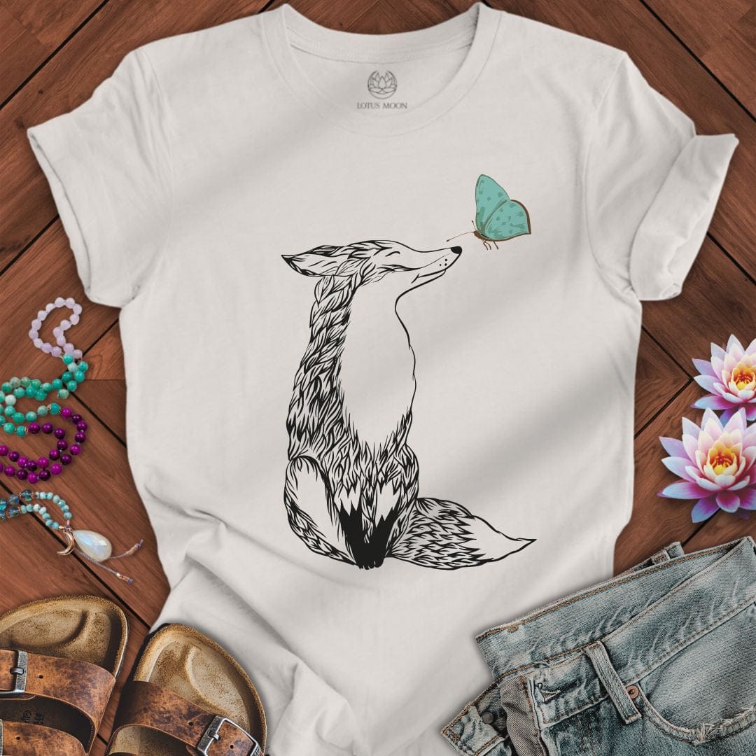 Fox and Butterfly Tee Vintage White