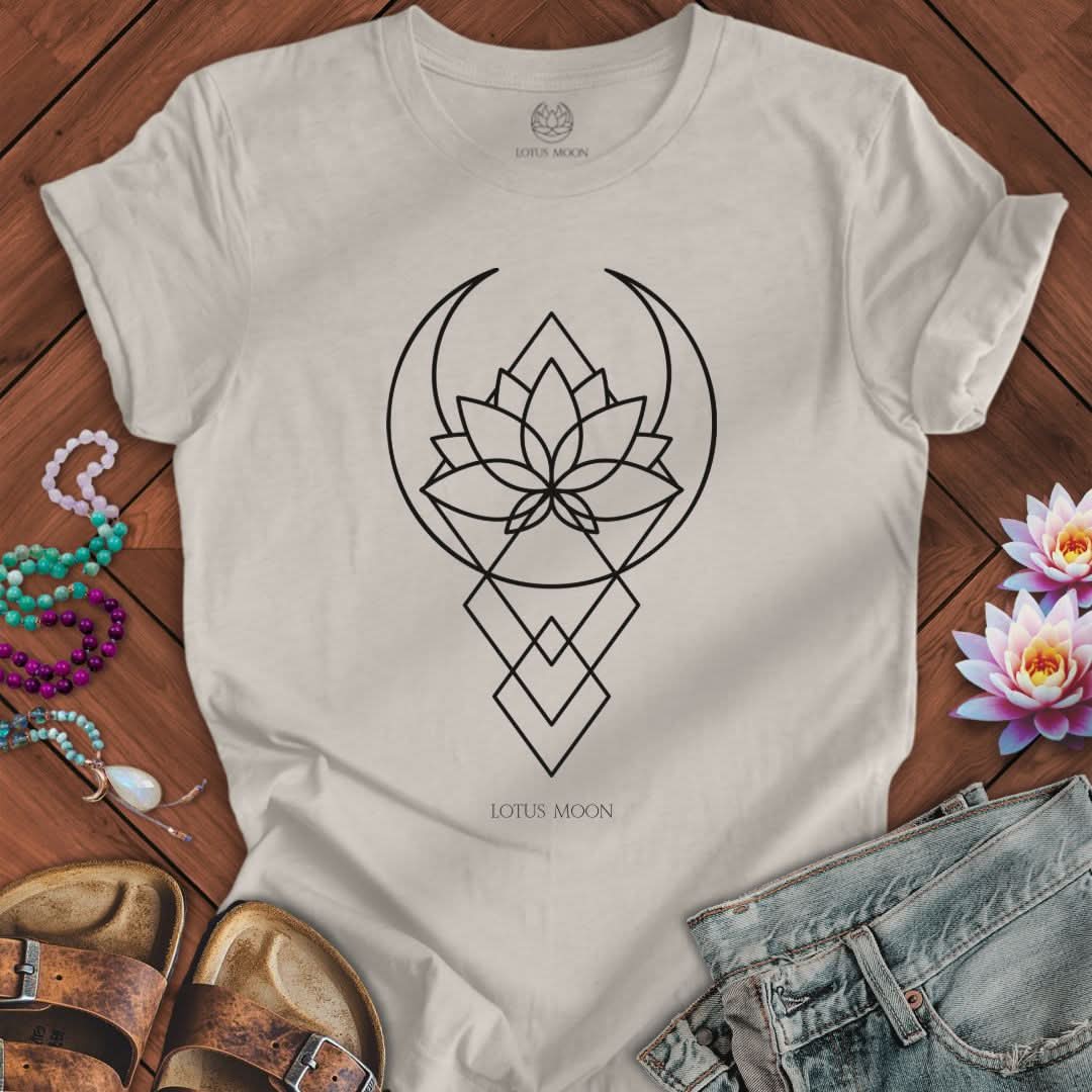 Geometric Lotus Moon Tee Heather Dust