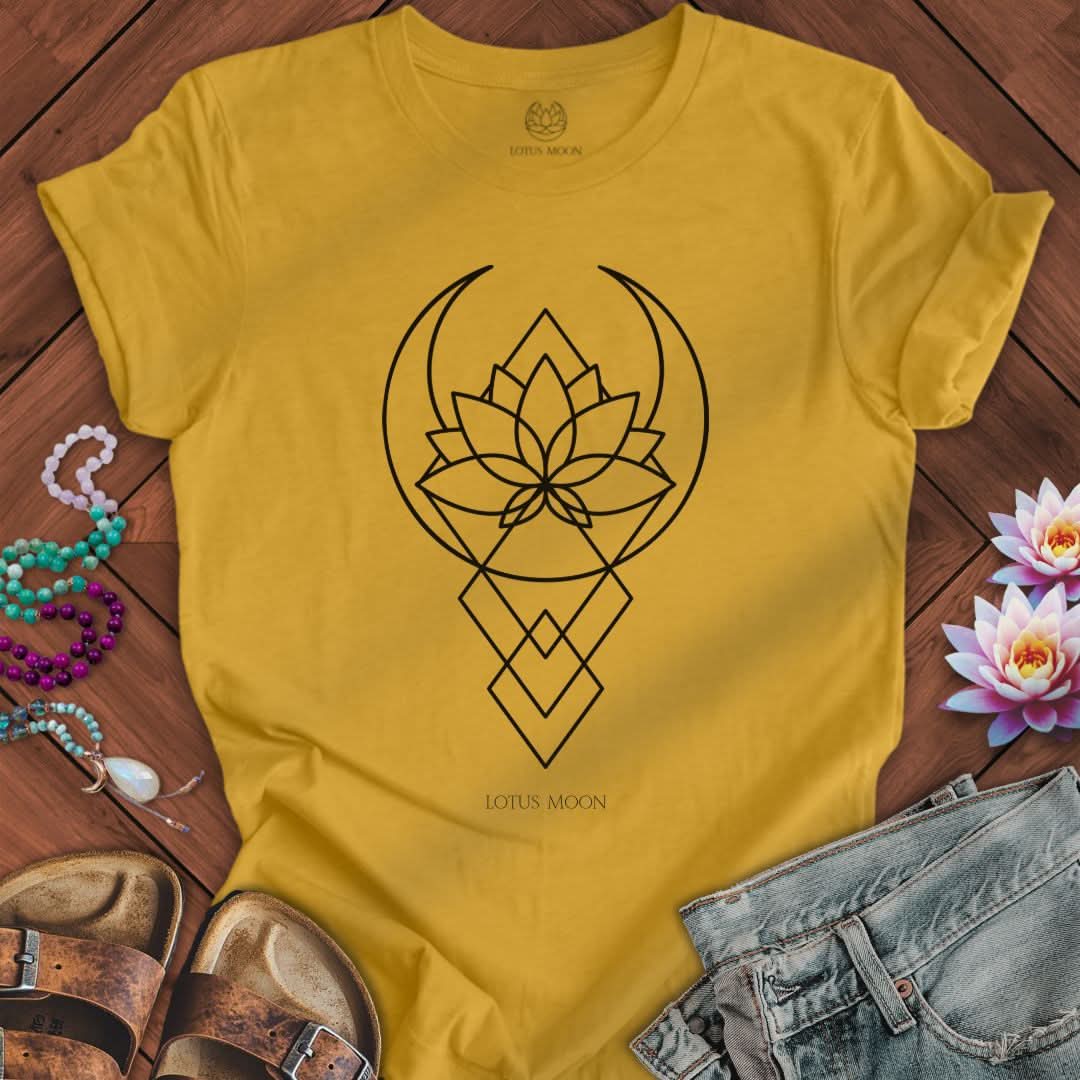 Geometric Lotus Moon Tee Heather Mustard