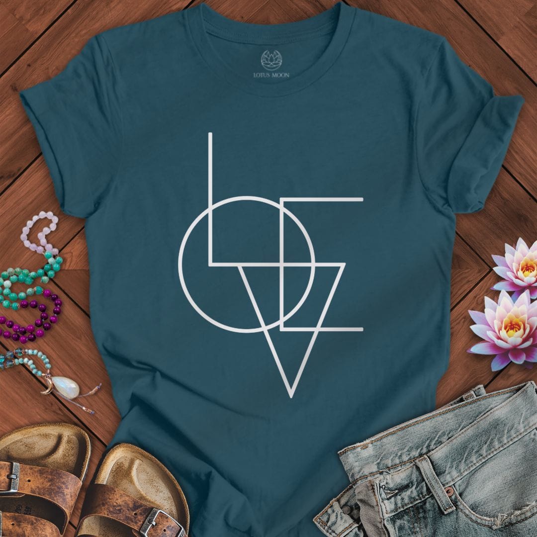 Geometric Love Tee Deep Teal
