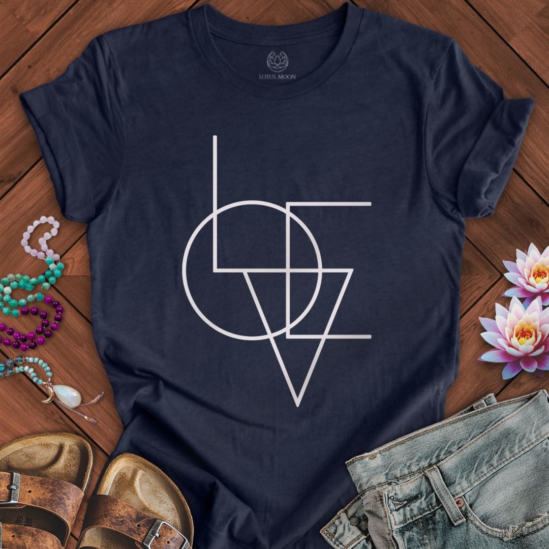 Geometric Love Tee Heather Midnight Navy