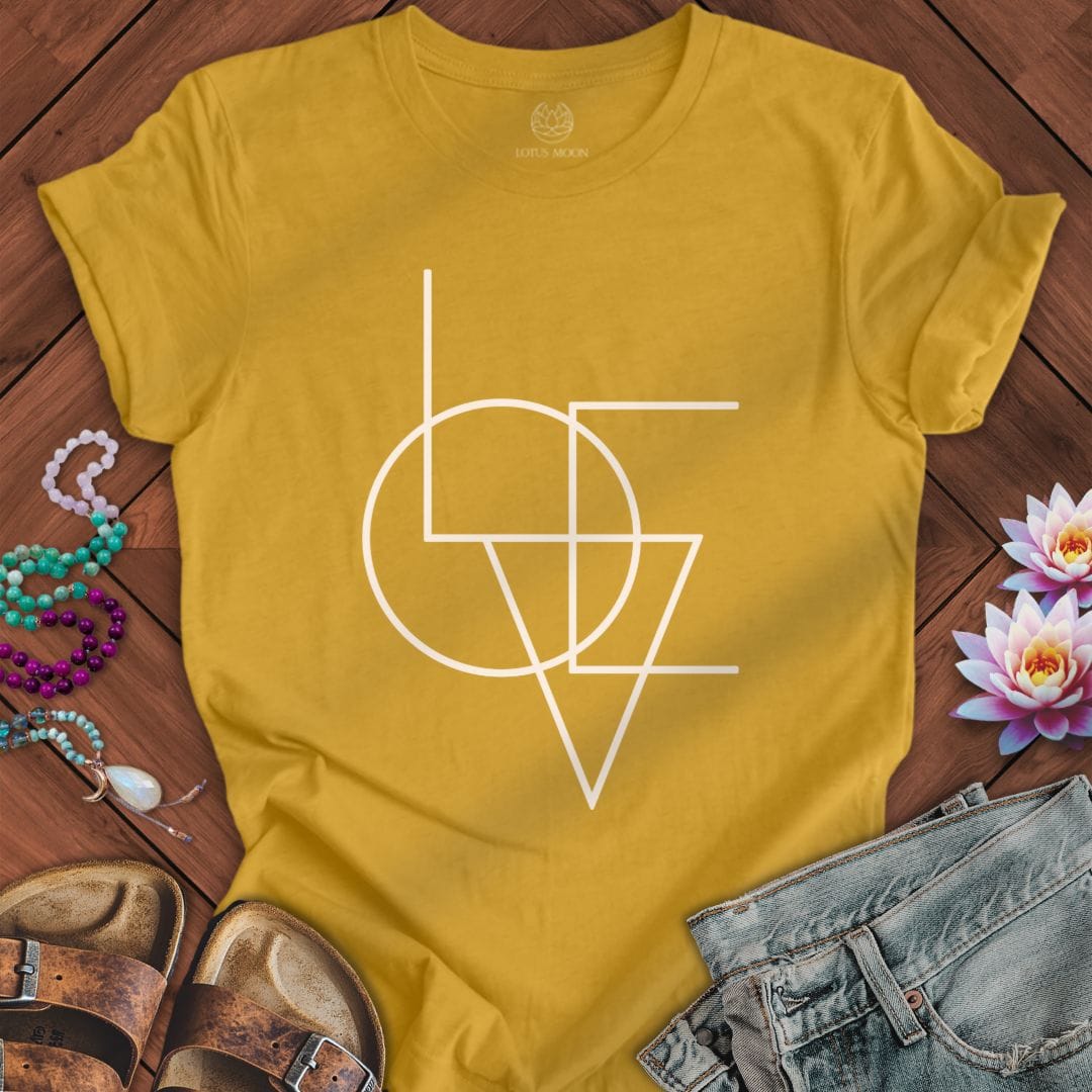 Geometric Love Tee Heather Mustard
