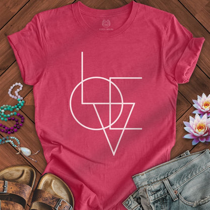 Geometric Love Tee Heather Raspberry