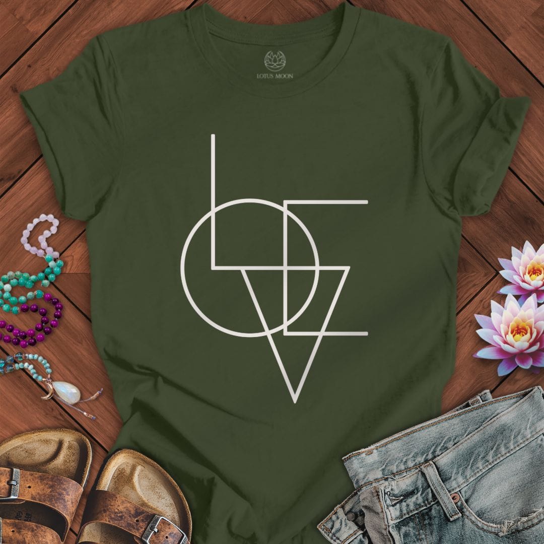 Geometric Love Tee Military Green
