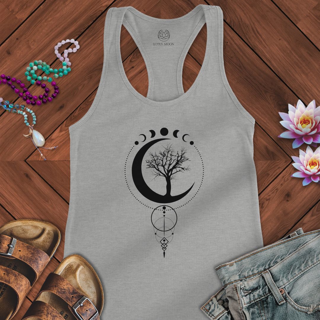 Geometric Sacred Tree Of Life Tank Heather Grey