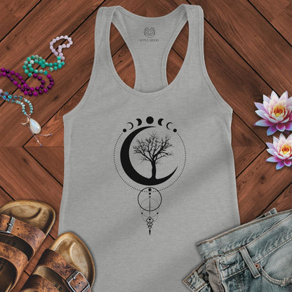 Geometric Sacred Tree Of Life Tank Heather Grey