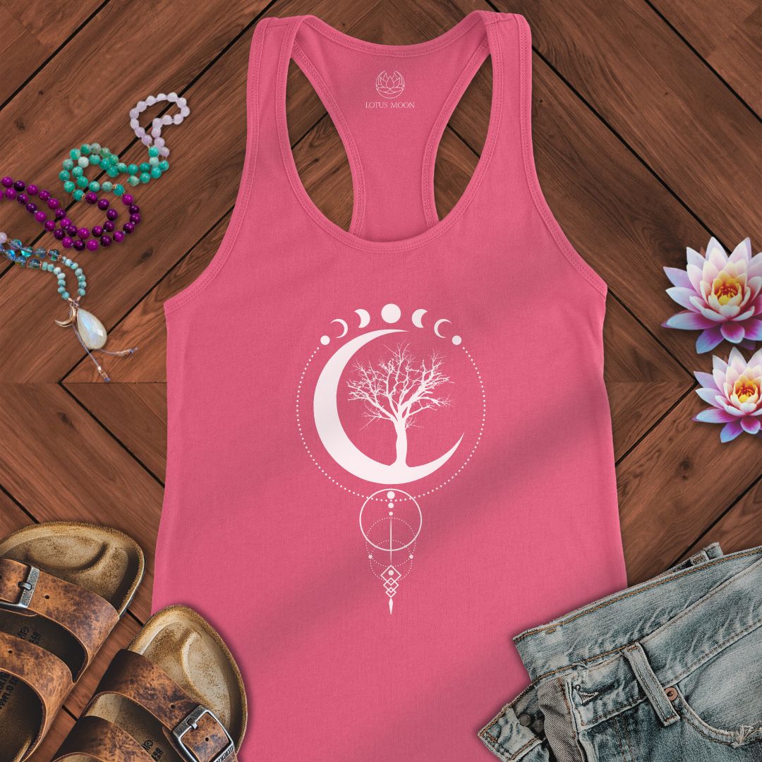 Geometric Sacred Tree Of Life Tank Solid Hot Pink