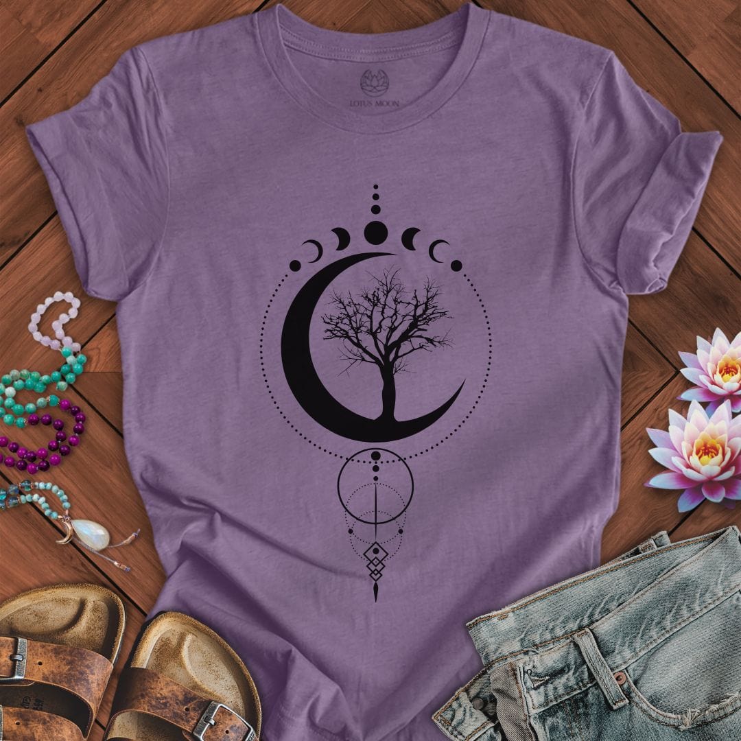 Geometric Sacred Tree of Life Tee Heather Purple