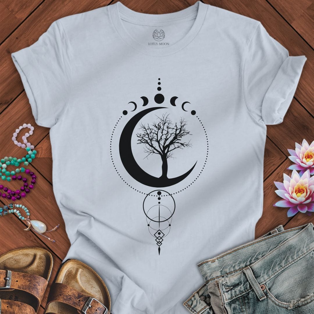 Geometric Sacred Tree of Life Tee Light Blue