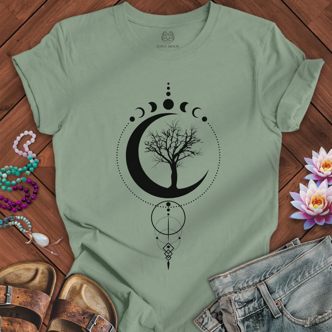 Geometric Sacred Tree of Life Tee Sage