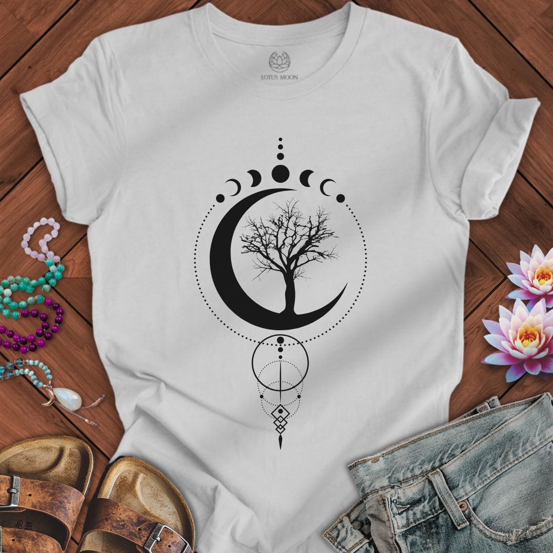 Geometric Sacred Tree of Life Tee Solid Athletic Grey