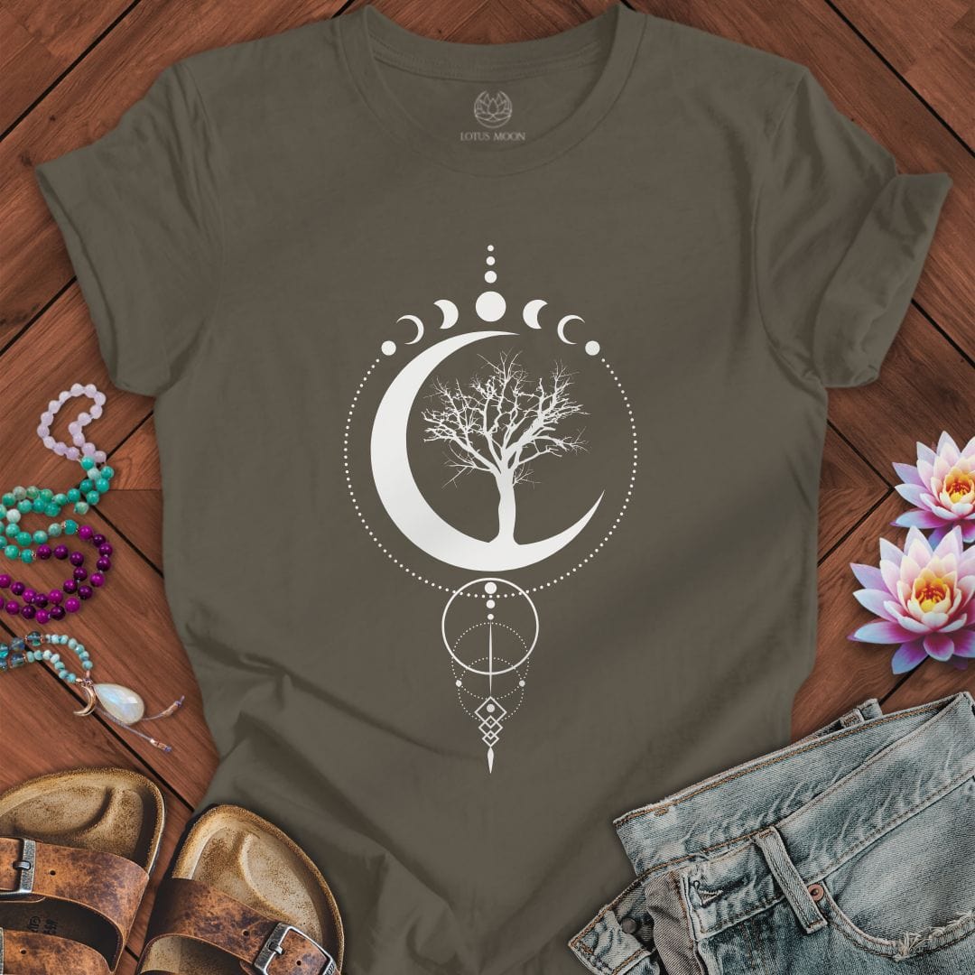 Geometric Sacred Tree of Life White Tee Army
