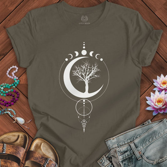Geometric Sacred Tree of Life White Tee Army