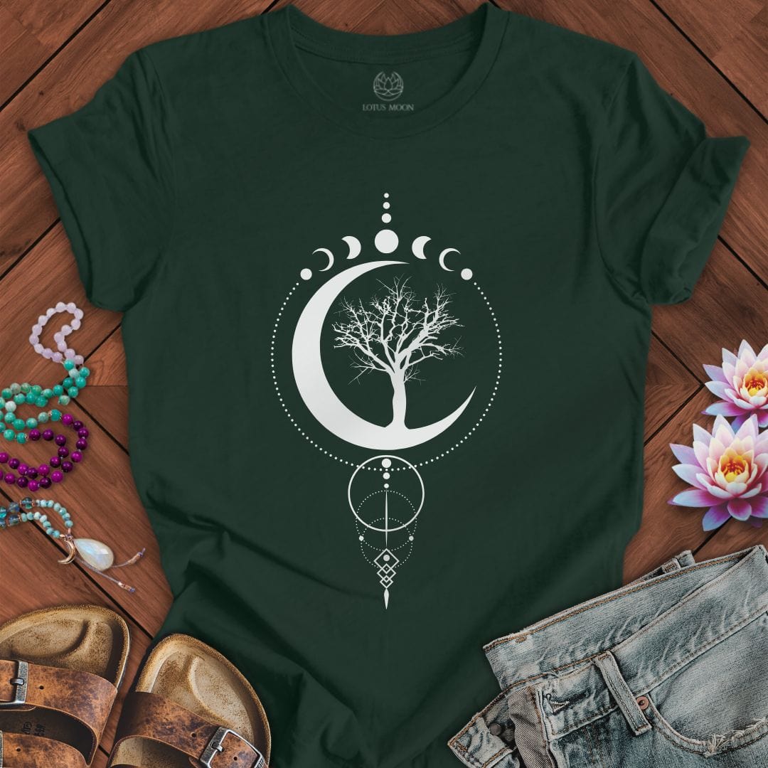 Geometric Sacred Tree of Life White Tee Forest