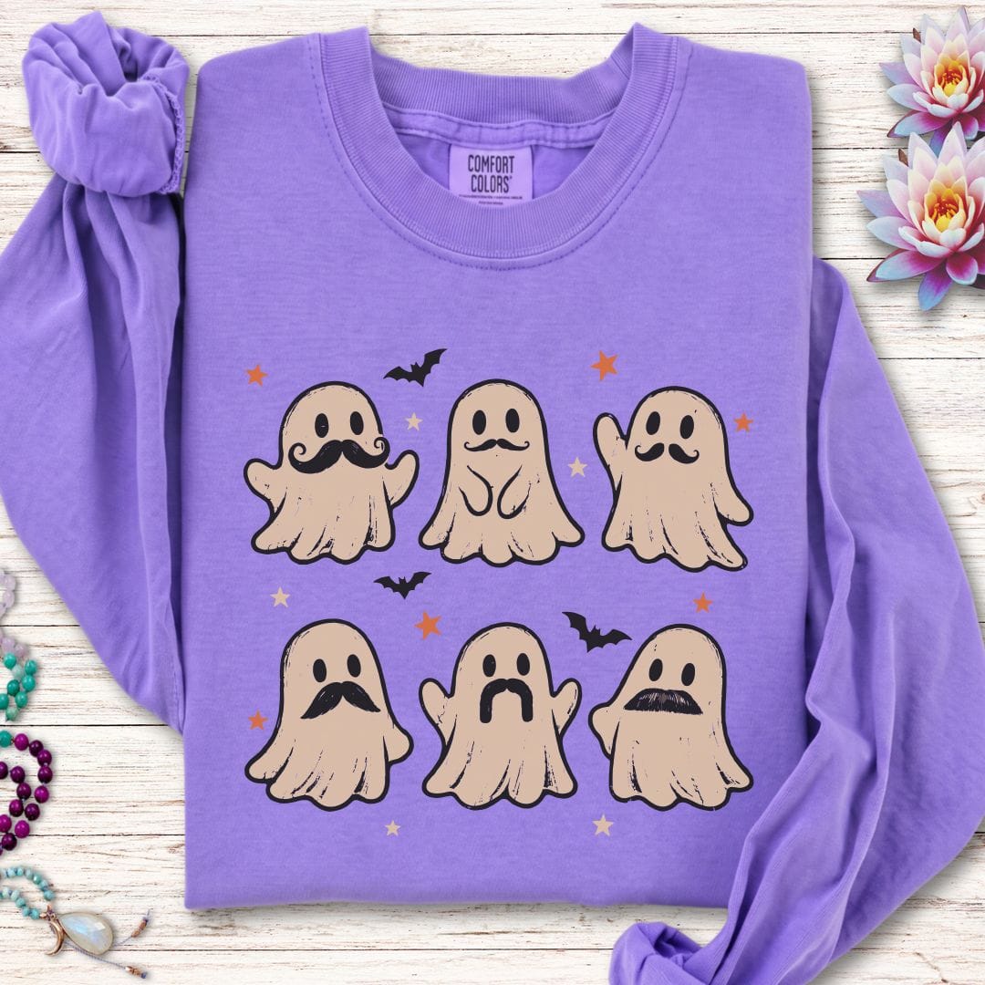 Ghost Mustache Club Long Sleeve Tee Violet