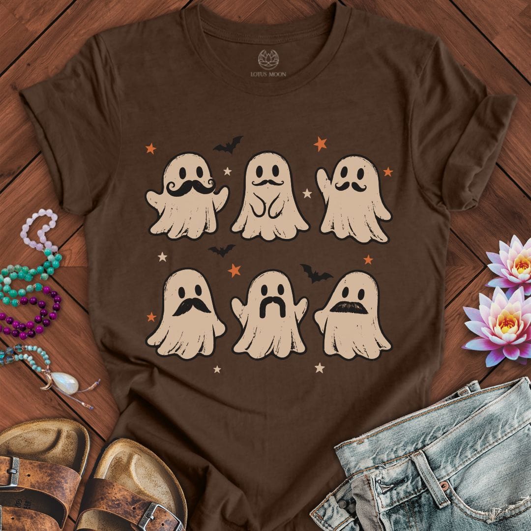 Ghost Mustache Club Tee Heather Brown