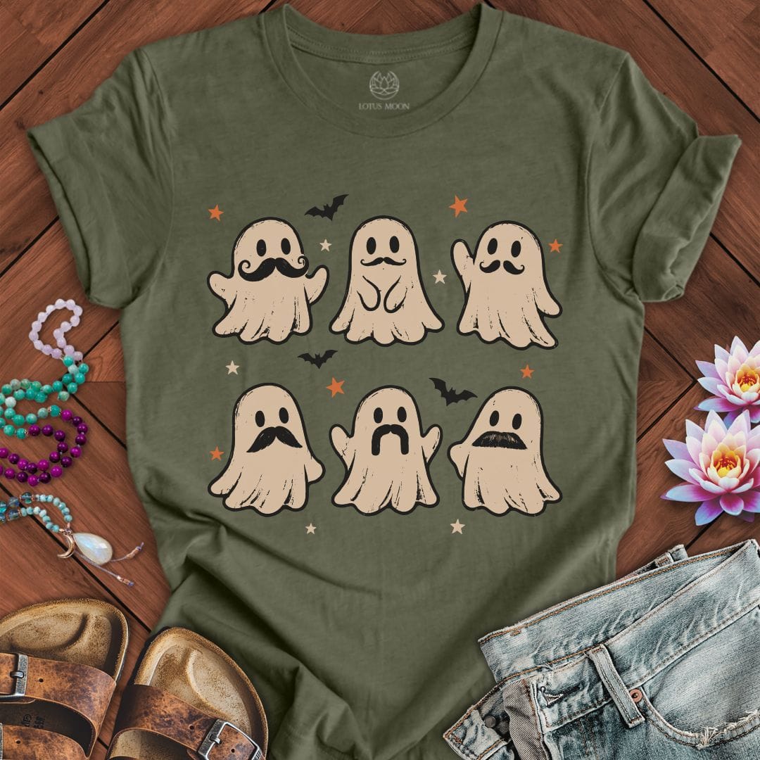 Ghost Mustache Club Tee Heather Military Green