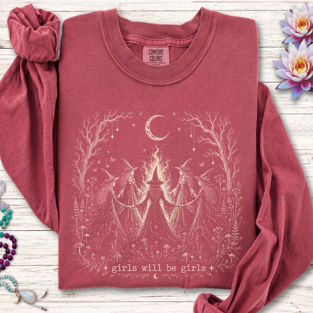 Girls Will Be Girls Long Sleeve Tee Crimson