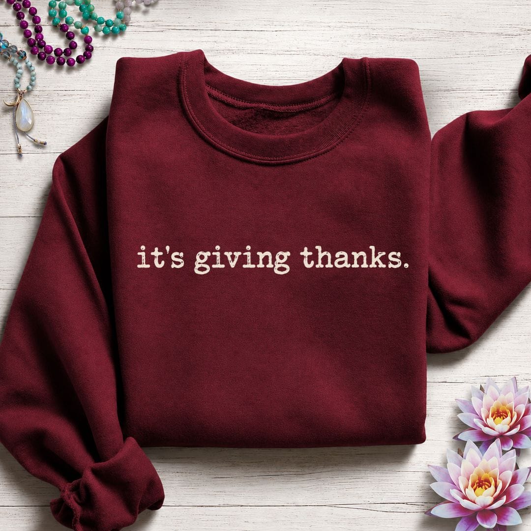 Printify Sweatshirt Giving Thanks Sweatshirt Garnet / S